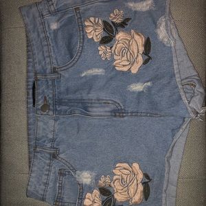 Forever 21 denim shorts with flower detail
